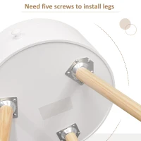 HOMCOM Beistelltisch Sofatisch Couchtisch mit Schublade Wohnzimmer Holz Weiß Ф38 x H45cm(m-6)