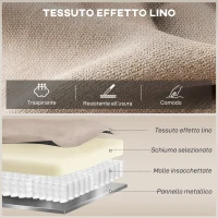 HOMCOM Poltrona Reclinabile Manuale in Tessuto Cuscino Spesso, Braccioli Imbottiti e Poggiapiedi, Beige(m-5)