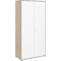 Armoire de chambre AALBORG - Décor Blanc et chene - 2 portes battantes - L100 x P50,2 x H204,3 cm - PARISOT(m-2)