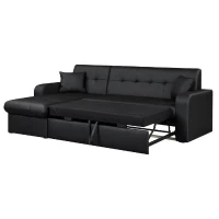 Canapé d'angle réversible convertible 3 places - Simili noir - Contemporain - L 235 x P 85 - 153 cm - ROMAN(m-4)