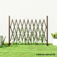 Outsunny Trellis Extensibil Freestanding Gard Mobil Pliabil, Panou Ecran Grădină Aluminiu, 300cm x 103.5 cm, Cafea Închis(m-9)