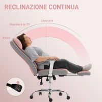 HOMCOM Sedia da Ufficio Ergonomica Rinforzata con Braccioli Regolabili, Poggiapiedi e Poggiatesta, Rosa(m-7)
