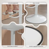 HOMCOM Set 2 Sgabelli da Bar con Schienale, Altezza Regolabile, Seduta Girevole in Pelle PU e Poggiapiedi, Bianco(m-7)