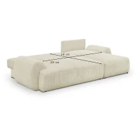 Canapé d'angle droit convertible 4/5 places MILO - Velours côtelés beige - Coffre de rangement - L 264 x H 84 x P 99/145 cm(m-5)