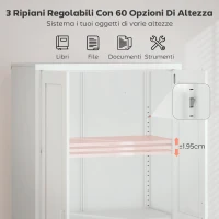 HOMCOM Armadio per Ufficio in Acciaio a 3 Ripiani Regolabili con Serratura e 2 Chiavi, 80x40x175 cm, Bianco(m-4)