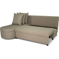 Canapé d'angle convertible réversible 3 places JEN - Tissu Beige - Style contemporain - L196 x H88 x P159 cm(m-3)