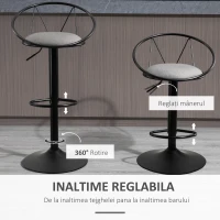 Homcom Set 2 Scaune de Bar – Pivotante, Maro, Reglabile 78–100 cm(m-5)