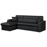 Canapé d'angle réversible convertible 3 places - Simili noir - Contemporain - L 235 x P 85 - 153 cm - ROMAN(m-3)