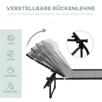 Outsunny Sonnenliege, klappbar, atmungsaktiver Bezug, Metallrahmen, 189 x 58 x 30 cm, Hellgrau(m-4)