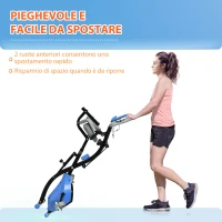 HOMCOM Cyclette Pieghevole con Resistenza Magnetica 8 Livelli, Sensore di Frequenza Cardiaca, Volano 2.5kg, Azzurro(m-7)
