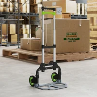 HOMCOM Carrello Portapacchi Pieghevole Capacità 70 kg con Maniglia Telescopica in Alluminio, Argento(m-8)