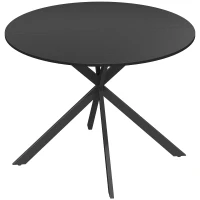 HOMCOM Ronde eettafel voor 4 personen, keukentafel in industriële stijl met stalen poten, voor eetkamer, keuken, zwart(m-1)