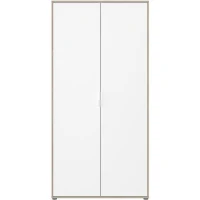 Armoire de chambre AALBORG - Décor Blanc et chene - 2 portes battantes - L100 x P50,2 x H204,3 cm - PARISOT(m-4)