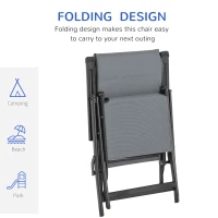 Outsunny Set of 2 Outdoor Sun Lounger 10-Position Adjustable Texteline Folding Reclining Chairs with Footrest for Patio Garden, Grey(m-17)