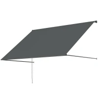 Outsunny Toldo Retrátil Manual Inclinação Ajustável 195x120 cm Proteção UV Alumínio Poliéster Cinza Escuro(m-8)