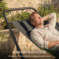 Outsunny Hängematte mit Gestell 237 x 90 cm Stabhängematte mit Seitentasche, Kopfstütze Metallrahmen bis 150 kg(m-6)