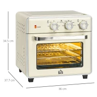 HOMCOM Mini Forno Elettrico 20L Ventilato 1400W con Aria Calda e Accessori, Crema(m-3)