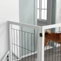 PawHut Poartă Pliabilă pentru Câini, Poartă de Siguranță pentru Animale și Căţei cu 4 Panouri și Picioare Triunghiulare, 280x70 cm, Alb(m-8)