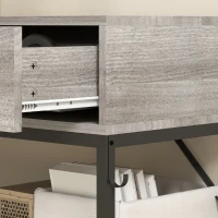 HOMCOM Console Table with 2 Drawers and 2 Mesh Shelves, Hallway Table with Metal Frame for Living Room, Entryway, Light Grey Wood Effect(m-8)