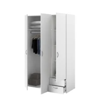 Armoire VARIA - Décor blanc - 3 portes + 2 tiroirs - L 120 x H 185 x P 51 cm - PARISOT(m-5)