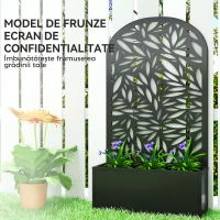 Outsunny Jardiniere Ridicată pentru Grădină și Balcon cu Spalier Arcuit Decorat cu Frunze, pentru Flori și Legume, Montare pe Perete sau Utilizare Independentă, Negru(m-6)