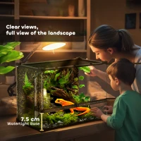 PawHut Terrarium für Reptilien Glasterrarium 48L mit Frontbelüftung Steinrückwand Drehverschluss 50 x 30 x 35 cm Schwarz(m-7)