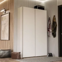 Armoire 2 portes coulissantes multifonction - Blanc mat - L120 x P41,6 x H190,5 cm - OZZULA(m-1)