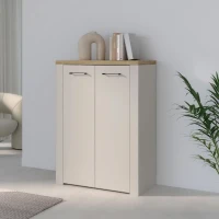 Meuble de rangement - Décor Sable & chene - L86,3 x P41,3 x H118,3 cm - NELLEKE(m-2)