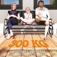 Outsunny Panchina a Dondolo da Giardino a 3 Posti in Metallo e Tessuto a Rete Traspirante, 147x70x85cm, Grigio(m-7)