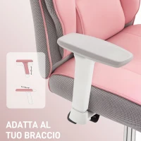 HOMCOM Sedia da Ufficio Ergonomica Rinforzata con Braccioli Regolabili, Poggiapiedi e Poggiatesta, Rosa(m-6)