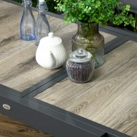 Outsunny Masă de Grădină Extensibilă 80/160x80x75 cm, Masă de Dining pentru 6 Persoane Dreptunghiulară din Aluminiu cu Blat din Plastic, pentru Terasă, Balcon și Exterior, Bej(m-7)