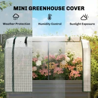 Outsunny Galvanised Raised Planter with Greenhouse Cover, Metal Raised Garden Bed on Legs with Bed Liner and Bottom Shelf(m-4)