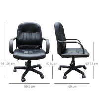 HOMCOM Executive Office Chair for Home, Mid Back PU Leather Computer Desk Chair for Adults with Arm, Wheels, Black(m-14)