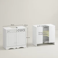 HOMCOM Armario de Baño tipo Mueble Bajo para Lavabo con 2 Puertas y Estantes 60x30x56cm Diseño Moderno de Madera Blanca(m-3)