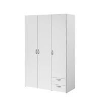 Armoire VARIA - Décor blanc - 3 portes + 2 tiroirs - L 120 x H 185 x P 51 cm - PARISOT(m-2)
