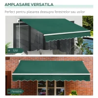 Copertină Retractabilă Manuală Outsunny pentru Verandă, 3x2 m, Verde(m-5)