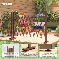 Outsunny Trellis Extensibil Freestanding Gard Mobil Pliabil, Panou Ecran Grădină Aluminiu, 300cm x 103.5 cm, Cafea Închis(m-5)