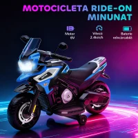 AIYAPLAY Motocicletă Electrică pentru Copii 18-36 Luni, 6V Motocicletă Electrică pentru Copii cu Roți Detașabile, Faruri, Muzică, 2.4 km/h Mini Motocicletă cu Far, Max 30kg, Albastru(m-4)