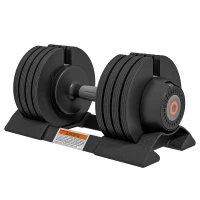 SPORTNOW Kit Pesi Regolabili 7/13/18/24 kg con Porta Manubri e Impugnatura Antiscivolo, 37x18x18 cm, Nero(m-10)