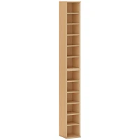 HOMCOM Set of 2 CD Media Display Shelf Unit Tower Rack with Adjustable Shelves, Natural(m-1)