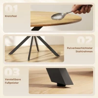 HOMCOM Ronde eettafel voor 4 personen, keukentafel in industrieel design met stalen poten, voor eetkamer, keuken, eiken(m-6)