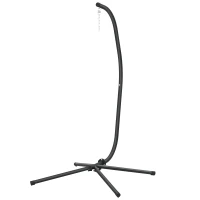 Outsunny C-shaped Hanging Chair Frame Height-Adjustable Metal Stand with Suspension Chain up to 150 kg Black(m-7)