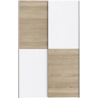 Armoire 2 portes coulissantes multifonction - Blanc et chene clair - L120 x P41,6 x H190,5 cm - OZZULA(m-3)