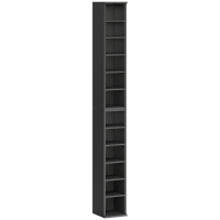 HOMCOM Set of 2 CD Media Display Shelf Unit Tower Rack with Adjustable Shelves, Black