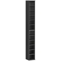 HOMCOM Set of 2 CD Media Display Shelf Unit Tower Rack with Adjustable Shelves, Black(m-1)