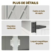 Outsunny Abri de jardin armoire de jardin 3 étagères 2 portes toit en tôle galvanisé étanche bois massif 75 x 40 x 90 cm gris(m-7)