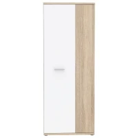 Armoire a chaussures MISCA - Décor chene sonoma et blanc mat - L69 x  P35 x H179cm(m-2)