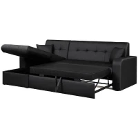 Canapé d'angle réversible convertible 3 places - Simili noir - Contemporain - L 235 x P 85 - 153 cm - ROMAN(m-5)