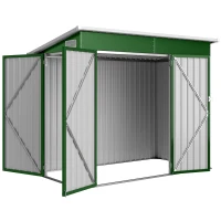 Outsunny Casetta da giardino 2,7 m² con tripla porta, 234x132x185 cm, Verde(m-6)