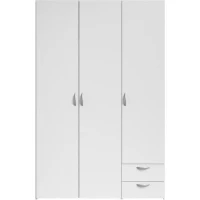 Armoire VARIA - Décor blanc - 3 portes + 2 tiroirs - L 120 x H 185 x P 51 cm - PARISOT(m-1)